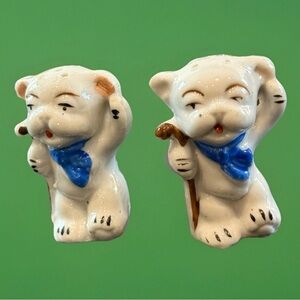 Vintage Anthropomorphic Old Man Bear With Cane Salt and Pepper Shakers Japan 2"
